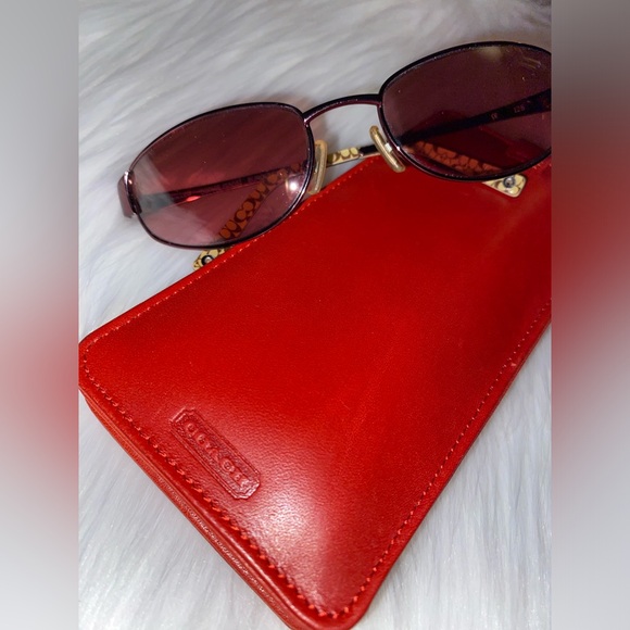Coach Red Sunglasses with Red Leather Case - Picture 1 of 8
